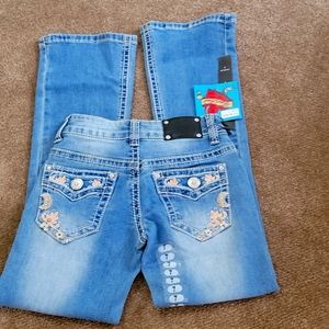 Girls Wired Heart Bootcut Blue Jeans, New With Tags, Size 7